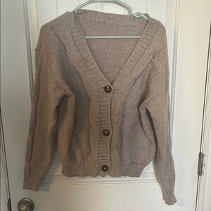 Brown/tan button up v-neck cardigan